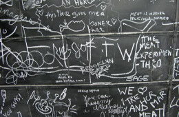 A blackboard at the opening of The Meat Hook, the Williamsburg shop that Tom opened with his friends and fellow butchers, Ben Turley and Brent Young.